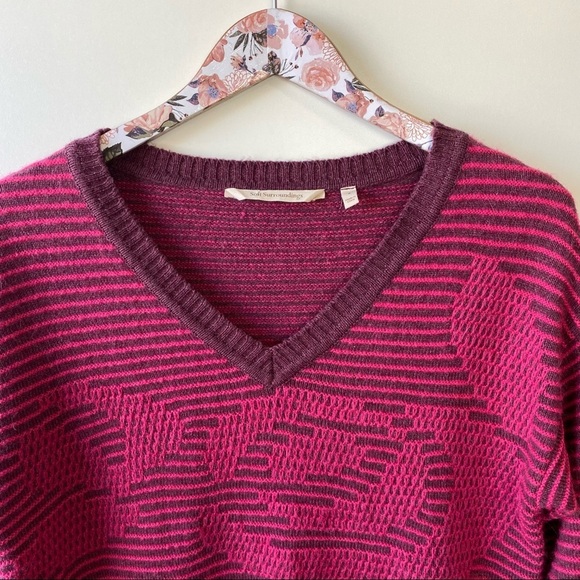 SOFT SURROUNDINGS Bellflower Pink Striped Sweater! Small Knit - Picture 3 of 10